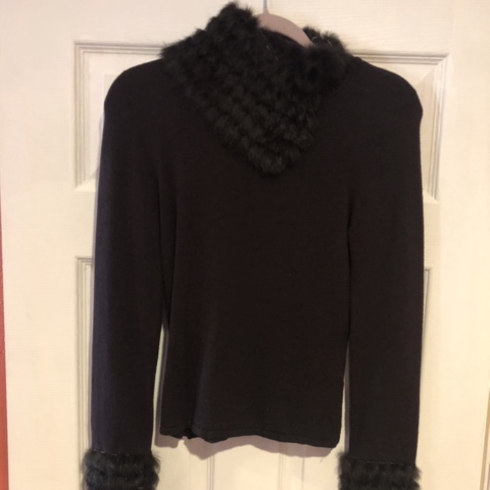 Faux fur trimmed sweater